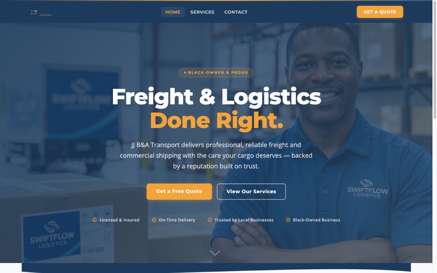 Transportation company website proof